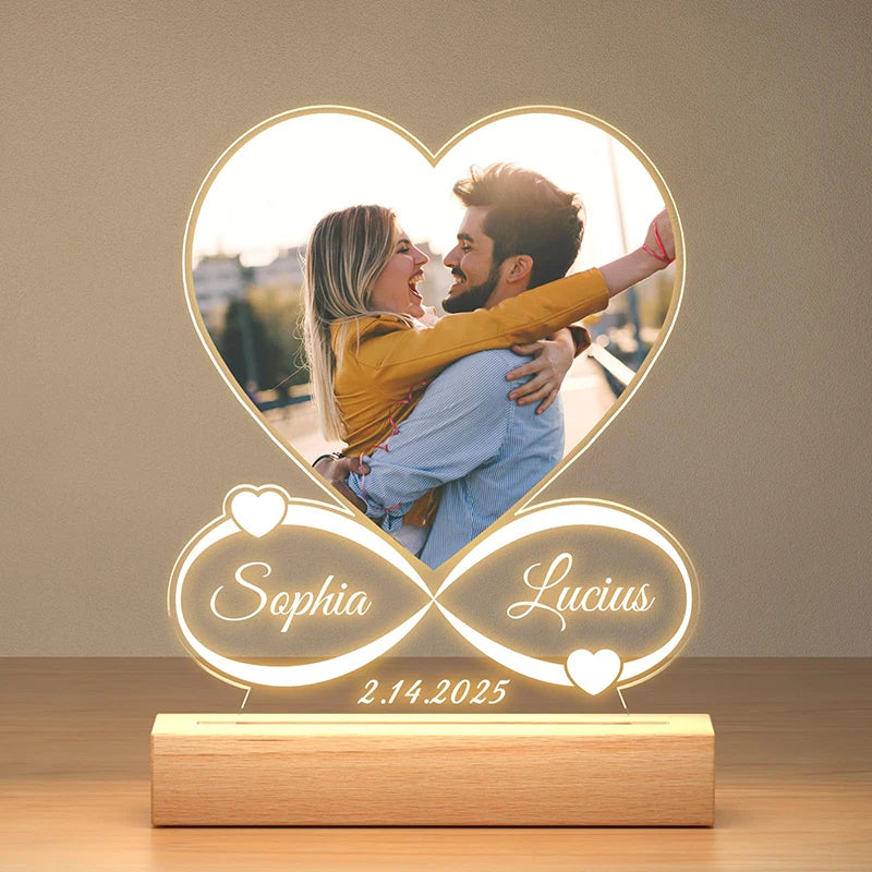Custom Picture Frames Personalized Photo Frame with Night Light Customized Picture Frame Christmas Anniversary Birthday Gifts