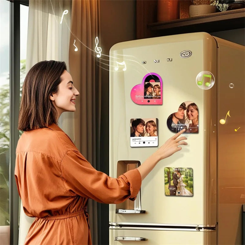PREMIUM Heart-Shaped Custom Photo Music Fridge Magnet + Custom Song
