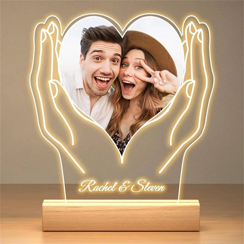 Custom Picture Frames Personalized Photo Frame with Night Light Customized Picture Frame Christmas Anniversary Birthday Gifts