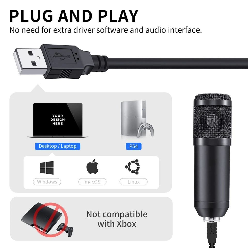 Professionelles 7-teiliges Podcast-Studio-Kit mit Schwenkarm & Shock Mount