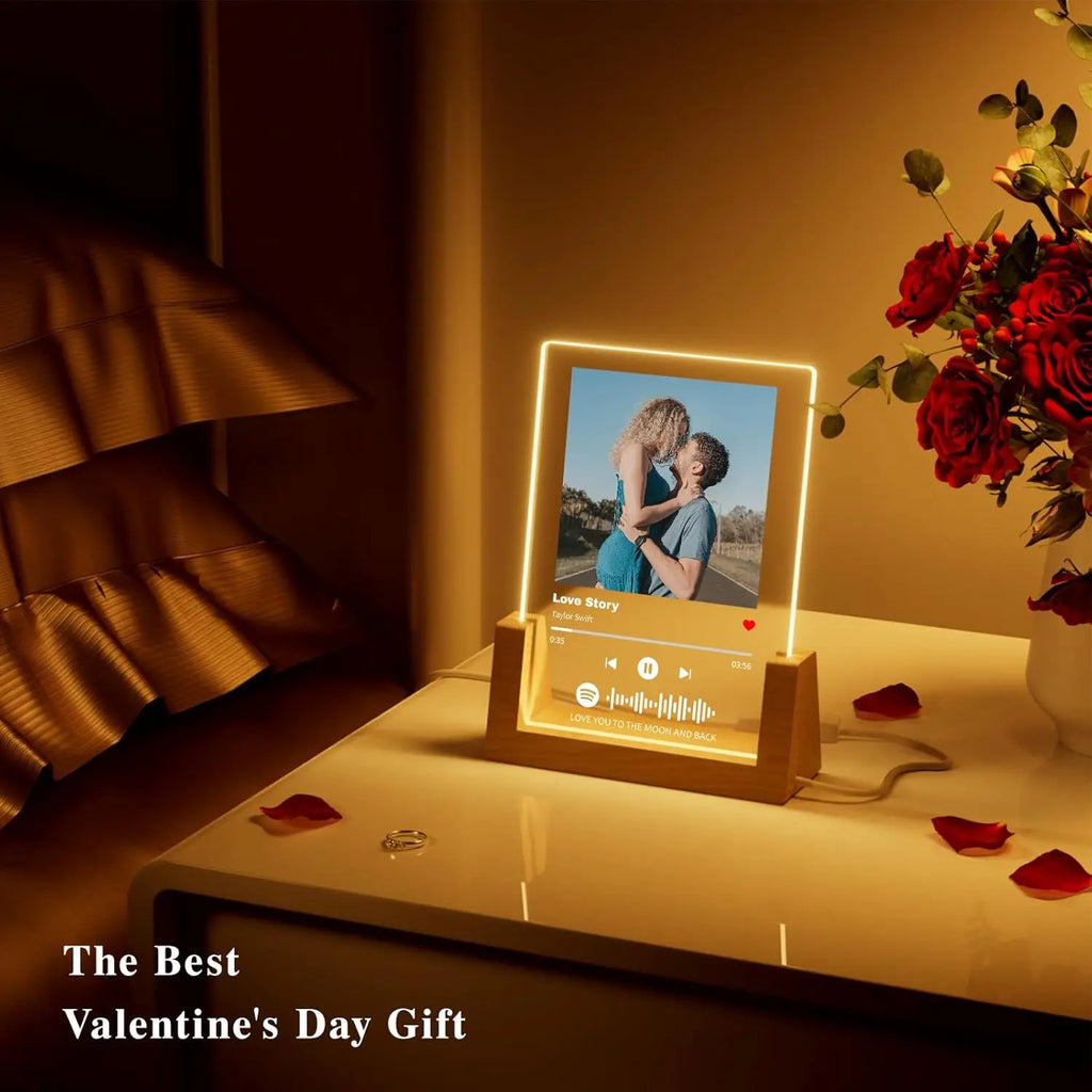 Custom Valentine's Day Gifts Spotify Plate Personalized Lamp With Photo Custom couple Romantic Birthday Gift Acrylic Frame