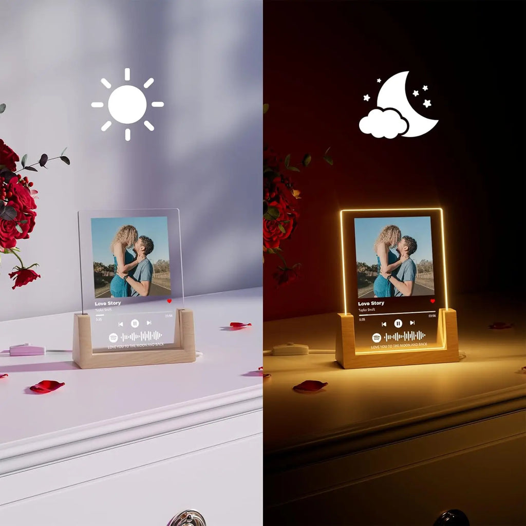 Custom Valentine's Day Gifts Spotify Plate Personalized Lamp With Photo Custom couple Romantic Birthday Gift Acrylic Frame