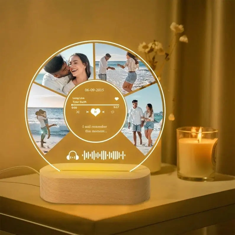 Custom Valentine's Day Gifts Spotify Plate Personalized Lamp With Photo Custom couple Romantic Birthday Gift Acrylic Frame