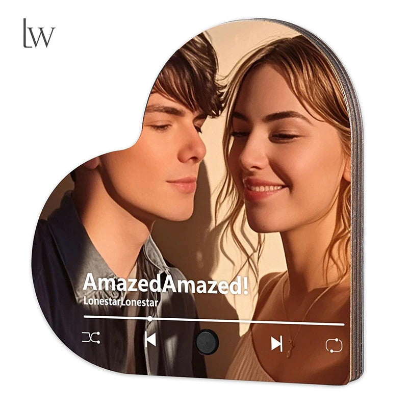 Heart-Shaped Custom Photo Music Fridge Magnet – Personalized Spotify Song Album Magnet with Music Player