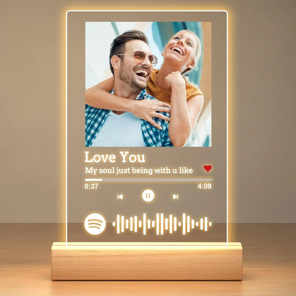 Custom Valentine's Day Gifts Spotify Plate Personalized Lamp With Photo Custom couple Romantic Birthday Gift Acrylic Frame