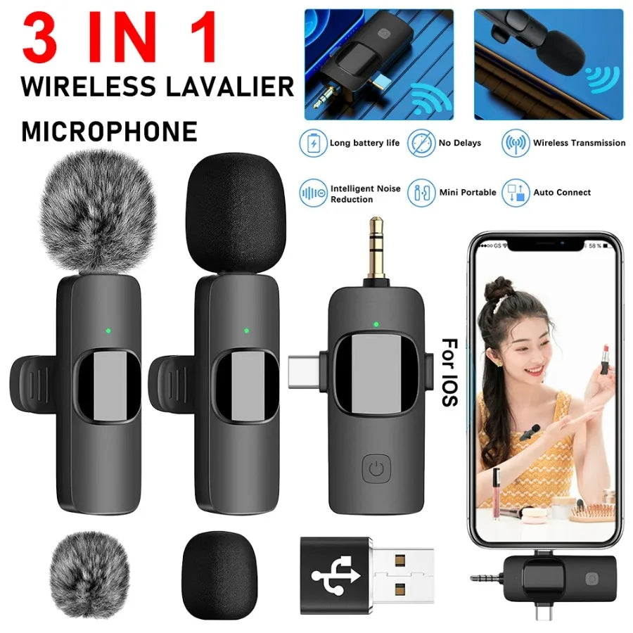 2.4GHz Wireless Lavalier Microphone with Intelligent Noise Reduction