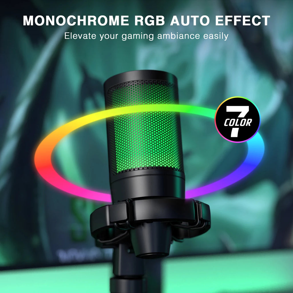 FIFINE AmpliGame RGB Gaming USB-Mikrofon mit Touch-to-Mute & Stativ